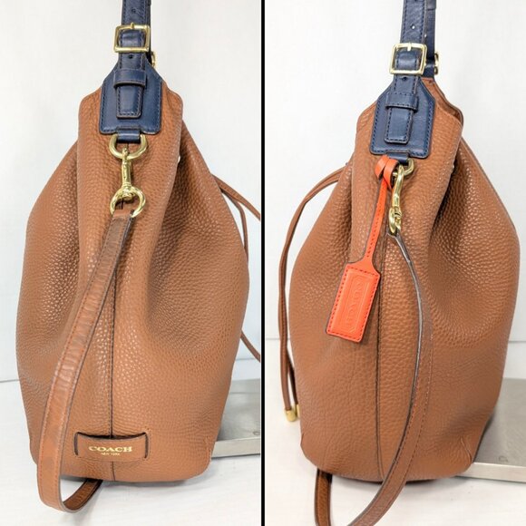 Coach Legacy Brown Pebbled Leather Convertible Large Bucket Bag 25306 - Picture 4 of 10